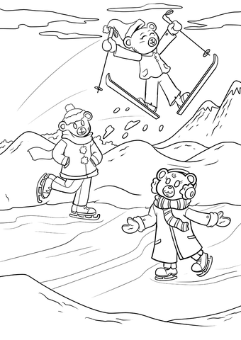 Winter Activities Coloring Page